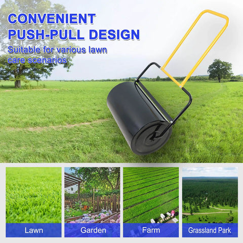 40L Heavy Duty Lawn Roller With U Shaped Handle for leveling grass in various landscapes