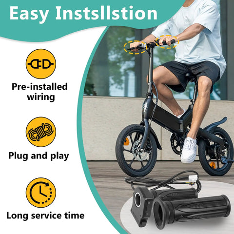 36V E Bike Throttle Grip Replacement With LCD Display And Cruise Control, Plug And Play Direct Fit For Jetson Bolt Pro Atlas Haze, DYU D3F D2F C3 C4 And Ancheer Electric Bikes And Scooters