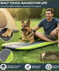 Man with dog on All Season Self Inflating Camping Pad With 4.3 R-Value Insulated Foam, Lightweight Backpacking Air Mattress