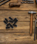 Heavy Duty Carbon Steel Ball Spring Plunger Screws With Hex Key Bolts arranged on wooden surface with various tools.