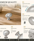 Premium 2 Pack Oval Cabinet Knobs And Drawer Pull Handles Featuring Slick Brushed Nickel Finish That Is Hella Anti Fingerprint Scratch Resistant Durable Solid Aluminum Hardware Upgrade on wooden surface.