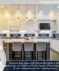 Kitchen displaying 4 Inch LED Disk Lights 6 Pack, Dimmable 10W Ceiling Fixtures, Color Tunable 2700K To 5000K with 5 CCT options.