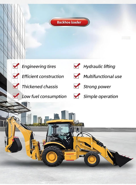 Mini Wheel Backhoe Loader Towable Digger With Front Loader And Rear Excavator for yard and farm maintenance