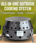 2nd Gen Collapsible Grill And Stove Portable Camping Cooker For Charcoal Or Wood with 13-inch steel surface
