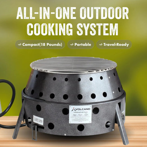 2nd Gen Collapsible Grill And Stove Portable Camping Cooker For Charcoal Or Wood with 13-inch steel surface