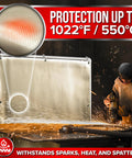 Heavy Duty Fireproof Welding Blanket 6Ft By 6Ft, 850GSM Fiberglass Shield With Brass Grommets In Use, Protecting Equipment