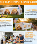 10x30 Ft Party Tent Heavy Duty Outdoor Canopy With 8 Removable Sidewalls For Backyard Patio Events Weddings Barbecue White 300 Sq Ft Of Shade Fits 30 Plus Guests For Any Weather, set up outdoors with people gathered inside and around.