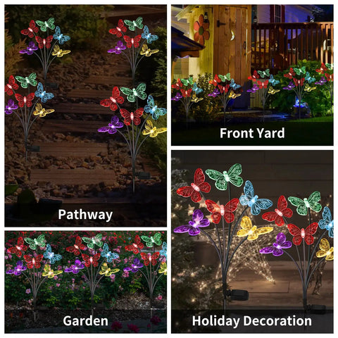Solar Butterfly Lights Outdoor 2 Pack With 12 Swaying Garden Lights Waterproof Color Changing For Yard Pathway Decor That Dance In The Breeze And Create A Whimsical Nighttime Vibe