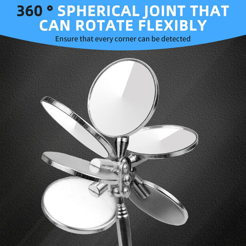 Telescopic Inspection Mirror For Car Maintenance Portable Folding Steering Mirror Chassis Weld Inspection Stainless Steel And Glass One Point Two Inch Mirror 360 Degree Swivel Joint Handy Auto Repair Tool Must Have 360° swivel mirror heads