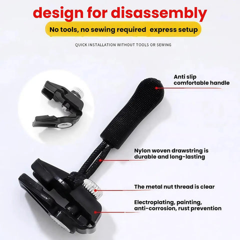 Zipper Repair Kit With 3 Different Sizes Replacement Zipper Heads And Quick Install Detachable Pulls No Sewing Needed Universal Fit