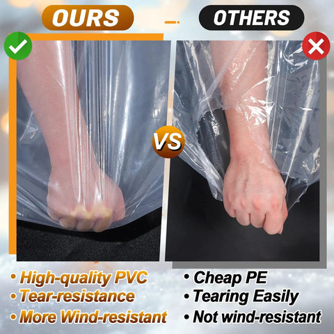 Comparison of 6.6x10ft Anti-Tear Heavy-Duty Clear Tarp Waterproof For Patio Winterizing 5 Mil Snowproof and Windproof Clear Plastic Tarps
