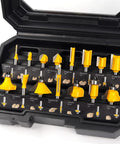 15-Piece Router Bits Set With 1/4 Inch Shank Carrying Case For DIYer Woodworking Projects, Pro Grade Carbide-Tipped Bits