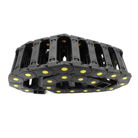 R55 Nylon Drag Chain Cable Carrier 0.98 x 3.03 in 25 x 77 mm, 1 Meter Length, flexible cable chain for industrial cable management.