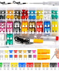 Premium Solid Automotive Fuse Assortment Kit Hella Complete 306 Piece with various blade sizes and tester tools.