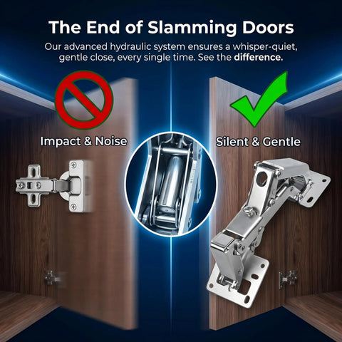 Illustration of Hydraulic Soft Close Cabinet Hinges 170 Degree Full Overlay For Kitchen And Bathroom Cabinets with noise reduction