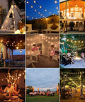 Outdoor String Lights IP65 Waterproof 200 Ft With 104 G40 Bulbs Two Pack 100 Ft Each Dimmable For Patio Porch Backyard