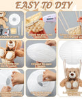 Step-by-step guide for assembling the Six Set Large Hot Air Balloon Centerpiece Kit With 13.7 Inch Plush Bears White Paper Lantern Baskets.