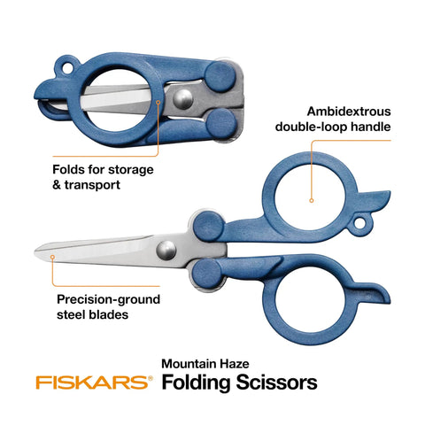 Travel Folding Scissors For Crafting And Quick Snips TSA Compliant Compact Portable With Stainless Steel Blades Mountain Haze
