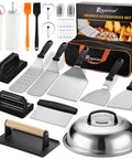 Ultimate 29 Piece Griddle Accessories Kit With Teppanyaki Spatulas Scraper Basting Cover And Grill Press