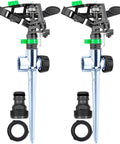 Pulsating Impact Sprinklers For Yard, Lawn And Garden, Adjustable Spray Coverage From 80 To 5800 Sq Ft, Pack Of 2