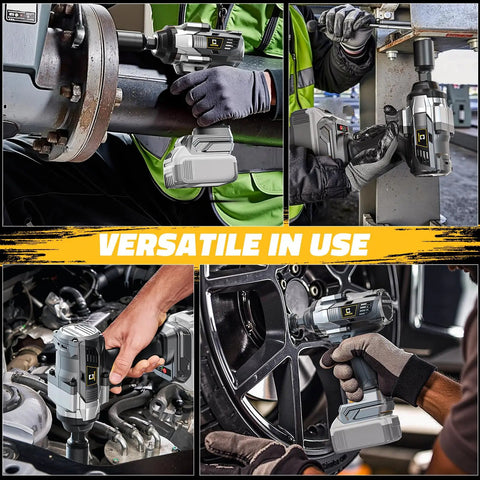 Badass Brushless Cordless Impact Wrench Built With A Heavy Half Inch Drive To Hand Out Hella 1000 Ft Lbs Of Knockout Torque Alongside Bright LED lighting and Smooth 2100 RPM Speed Ready To Crush Any Garage Task As Bare Tool Only in various garage tasks.
