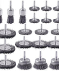 21 Piece Carbon Steel Wire Brush Set With Cup Wheel And Pen Brushes For Rust Removal And Surface Scrubbing One Quarter Inch Shank Works With Most Drills And Grinders Heavy Duty Long Lasting Cleaning Power