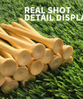 Close-up of Personalized Bamboo Golf Tees Set from 100 to 1000 pieces, detailed view on grass