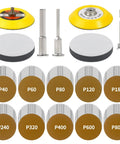 3 Inch Gold Sanding Discs Set For Drill Attachment, Hook And Loop Sander Kit With 40 60 80 120 180 240 320 400 600 800 Grit