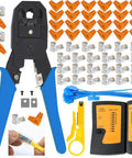 Real Deal Network Workhorse Kit Featuring Snap Test Cable Stripper And Heavy Duty Punch Down Crimper For Rj45 Cat5 Cat6 Lines Built Like A Tank In Classic Blue with crimp tool and cable tester.