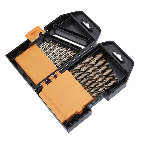 Titanium Drill Bit Set With M35 High Speed Steel HSS For Steel Alloy Aluminum And Other Hard Metals 29 Piece Professional Drill Bit Kit