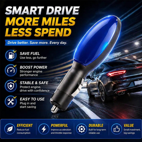 Universal Fuel Saver For Cars And Trucks 12V Plug And Play Gas And Diesel Booster Eco Friendly Fuel Efficiency Device displayed in use