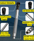 Right Angle Offset Extension Wrench Set For Tight Spots With Socket Adapters For Drills And Impact Wrenches, Ratchets And Manual Tools, Automotive Repair Kit That Reaches Behind Engines, Plumbing And Machinery, shown with non-slip grip and chrome steel.