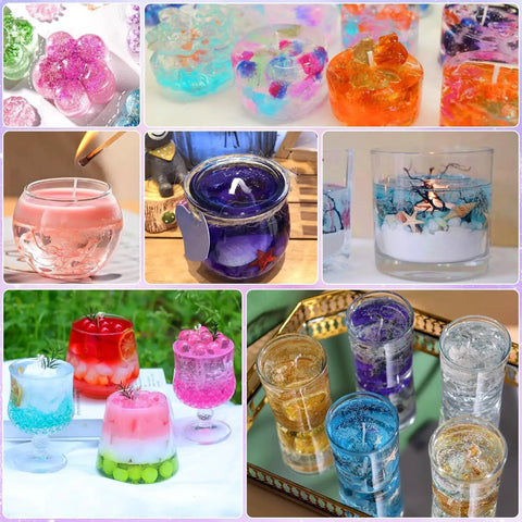 Various DIY Jelly Gel Wax Candles from the DIY Jelly Gel Wax Candles Making Kit With 1.1 Lb Clear Gel Wax For Beginners