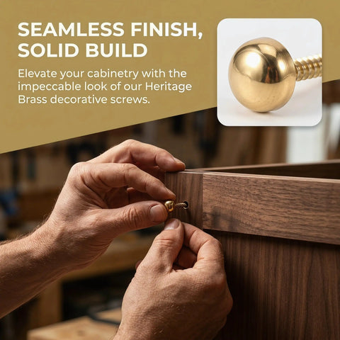 16 Pieces Brass Capped Fixing Screws With Curved Decorative Head Caps For Mirrors And Furniture Golden Color Sturdy Integrated Design