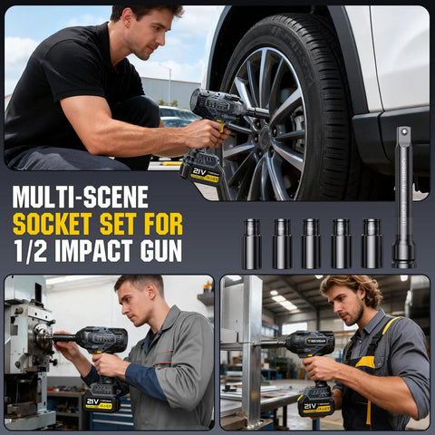 Pro Level Bad Boy 1/2 Inch Cordless Impact Wrench 1328 Ft Lbs Peak Torque brushless motor used for auto tire and workshop projects.