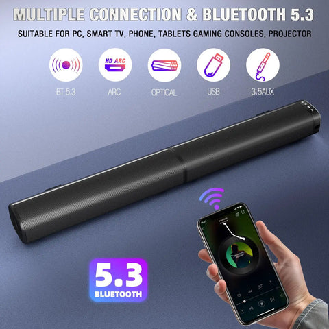 Powerful 100W Sound Bar You Can Split Into Two Towers For Real Movie Night With Bluetooth 5.3 ARC Optical And AUX Detachable Speaker