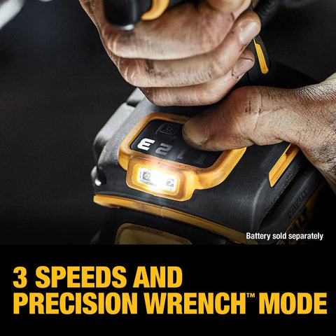 Hand adjusting 3-speed settings on 20V Max XR Three Quarter Inch Cordless Impact Wrench Brushless Hog Ring Anvil High Torque Tool