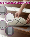 Placing Double Sided Stair Tread Tape 2 Inch By 20 Yard Heavy Duty Non Slip Rug Gripper onto hardwood steps for stability