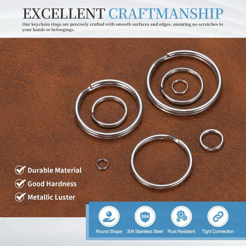 Split Key Rings 2mm Thick 35mm Outer Diameter Open Jump Rings In 304 Stainless Steel displayed on a brown surface
