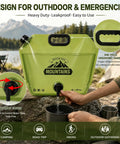 Person using Two Pack Collapsible Water Jug For Camping And Hiking, 2 Gallon Leakproof Water Container With Spout in mountain setting
