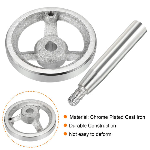 80mm Rotary Handwheel For Milling Machines And Lathes, Cast Iron Chrome Plated With Handy Handle, Silver Tone, tough construction