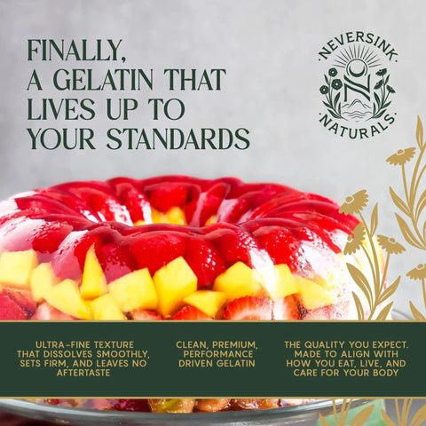 Fruit-topped dessert made with Grass Fed Unflavored Gelatin Powder For Everyday Cooking And Baking, 11g Protein.