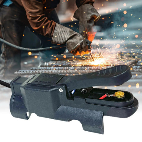 TIG Welding Torch Trigger Switch with Quick Release Clip in use during welding, showcasing anti-slip fingertip control.