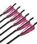 Carbon Arrows For Target Practice And Hunting, 28 30 31 Inch Lengths, 500 Spine, 4 Inch Turkey Feather Fletching, close view