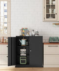 36 Inch Tall Metal Storage Cabinet With Lockable Doors And Adjustable Shelves in kitchen for home organization