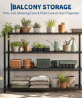 Heavy Duty Four Tier Wire Shelving Rack For Garage And Home Office Hella Sturdy Metal Storage Shelf with potted plants and gardening supplies