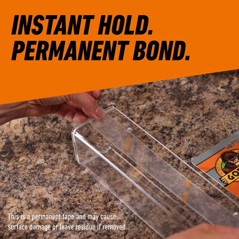 Applying Crystal Clear Mounting Tape With Instant Bond Pack Of 2 1 Inch By 60 Inch Double Sided for indoor outdoor use on surface