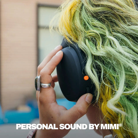 Person wearing Crusher ANC 2 Wireless Over Ear Headphones With Feel The Bass Multi Sensory Crusher Bass Tech True Black