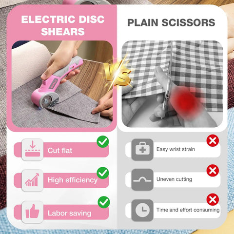 Shall 4V Cordless Electric Scissors With Safety Lock And Led Light compared to plain scissors for cutting fabric.