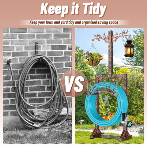 Detachable Water Hose Holder With Five Anchor Points Sturdy Freestanding Hose Reel Holds Up To 150 Ft Of Hose No Wobble